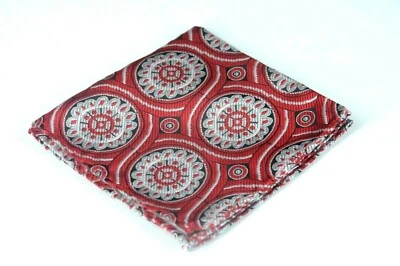 Lord R Colton Masterworks Pocket Square - Lisbon Red Gray Silk - $75 New - Image 1 of 3