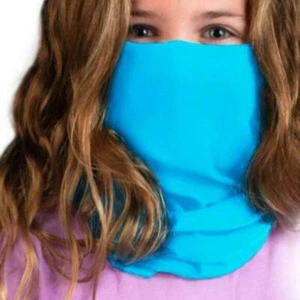 Kids Blue Halloween Face Mask Neck Gaiter Girls Boys Headband Hood Solid - Picture 1 of 3