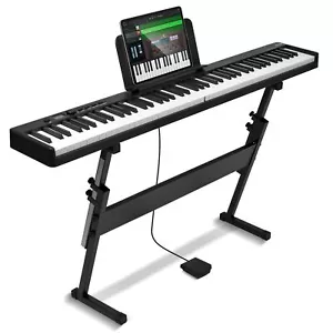 88 Key Folding Keyboard Piano Portable Foldable Bluetooth MIDI with Stand - Picture 1 of 11