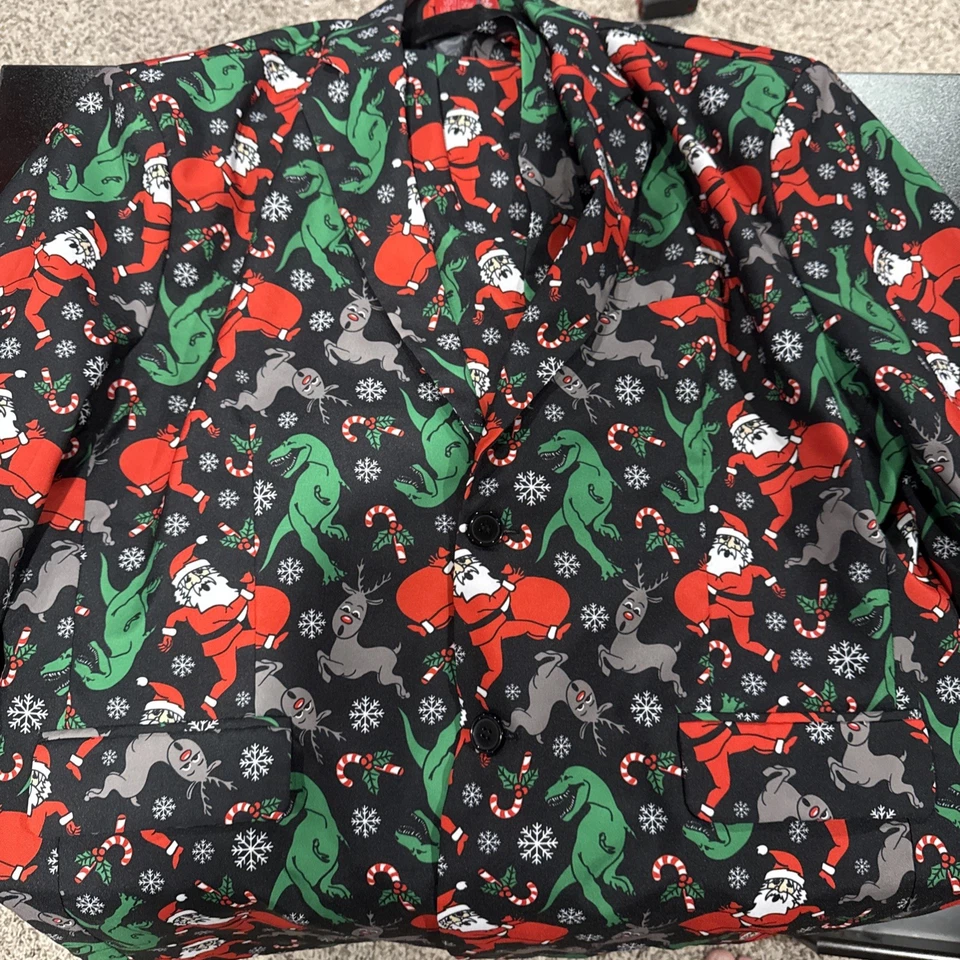 Traje de Fiesta de Navidad para Hombres Divertido Disfraz Novedad Navidad Chaqueta Pantalones + Corbata XL Foto 1 de 1