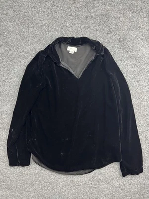 Velvet by Graham & Spencer Shirt Womens Small Black Velvet Cowl Neck Made USA - Image 1 of 4