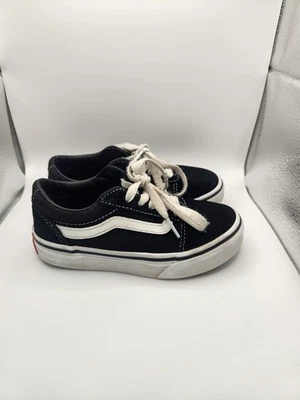 Tênis Vans Ward Youth tamanho 12 preto branco camurça lona cano baixo - Imagem 1 de 4