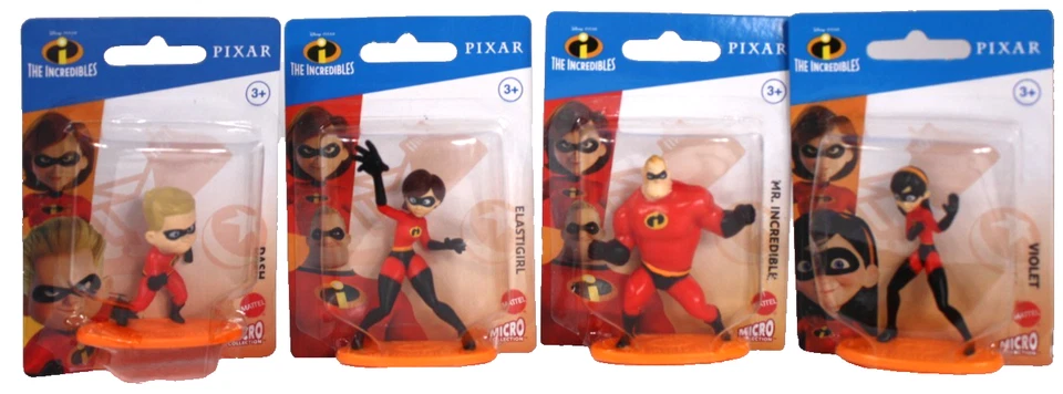 Mattel Micro Colección Disney Pixar Los Increíbles Juego de 4 Nuevos Toppers para Pasteles Foto 1 de 4