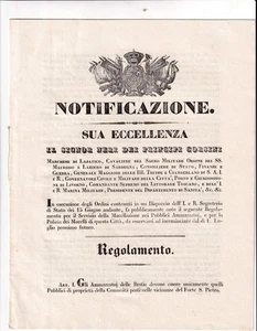XX349-GRANDUCATO DI TOSCANA-LIVORNO REGOLAMENTO PUBBLICI MACELLI 1840 - Picture 1 of 1