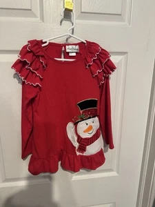 Rare Editions Red Christmas Snowman Top Only Holiday Child Size 6 No Pants - Picture 1 of 24