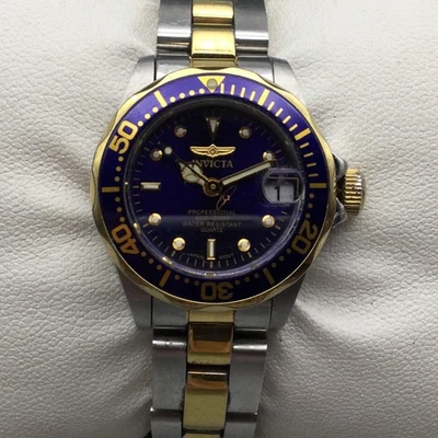 Invicta Pro Diver Watch Womens 24mm Blue Two Tone 8932A Date New Battery 5.5" - Image 1 of 4