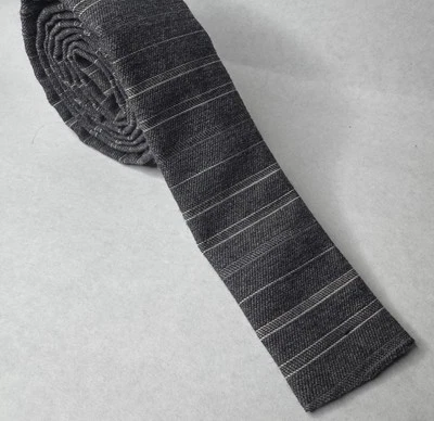 Vintage 80s Sergio Valente Men's Necktie Tie Square End Linen Grey 53"x 1.75" - Image 1 of 4