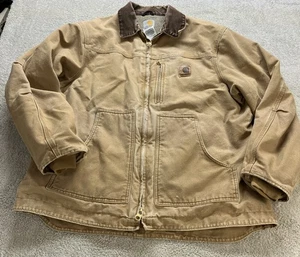 Chaqueta/abrigo Carhartt para hombre XL tostado con capucha lona de pato. Doble cremallera forrada de vellón - Imagen 1 de 11