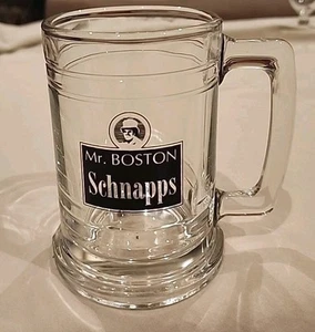 MR. BOSTON SCHNAPPS Glass Beer Stein Advertisment Mugs Heavy Glass - Picture 1 of 5