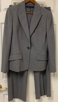 Traje pantalón para mujer Anne Klein gris tejido sano blazer y pantalones talla 12 Foto 1 de 4