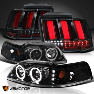 Jet Black Fits 1999-2004 Mustang Projector Headlights+Sequential LED Tail Lamps - Picture 1 of 12