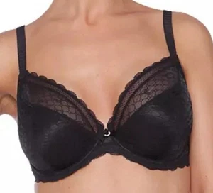 Chantelle Chic Size 30 DD Black Lace Plunge Underwire Bra Style:3641 - Picture 1 of 16