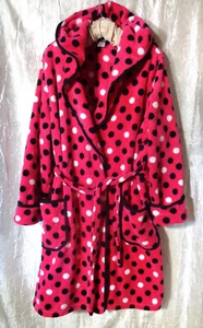 Joe Boxer  Hot Pink  Spotted  Hooded  Plush Robe  Dressing Gown   Size 2X - Picture 1 of 7