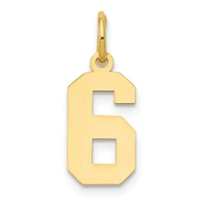 14K Oro Amarillo Pulido Corte Láser Pequeño Número #6 Colgante Charm para Collar - Imagen 1 de 3