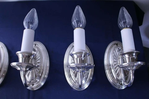 Set of 3 Miller Sliver Plated Wall Sconces C. 1910 Cover