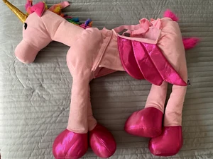 Make Believe Unicorn Costume~Halloween~Pink with gold horn~Rainbow mane and tail - Picture 1 of 4