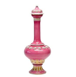 Meissen Germany Pink Porcelain Covered Urn Early 20th cen