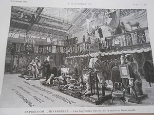Gravure 1889 - Les Fourrures Russes Maison Grünwaldt à l'Expo universelle - Foto 1 di 1
