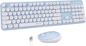 UBOTIE Portable Bluetooth Computer Keyboard with Wireless Mouse--Light Blue - Picture 1 of 3