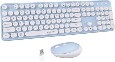 UBOTIE Portable Bluetooth Computer Keyboard with Wireless Mouse--Light Blue - Image 1 of 3