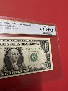 Fancy Serial Number $1 1988 I 56 777777 H PCGS 64 PPQ 6 In A Row . - Picture 1 of 6