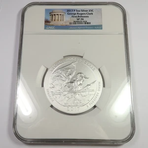2017 NGC SP70 - 5 oz Silver George Rogers Clark ATB 25c US Quarter 47326V - Picture 1 of 2