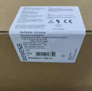 3RW4047-1BB15 NEU SIEMENS 3RW40471BB15 SIRIUS Soft Starter S3 106 A 75 kW/500 V - Picture 1 of 3