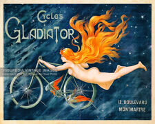 Vintage 1895 GLADIATOR CYCLES Advertising Poster - Paris France Cycling Bicycles