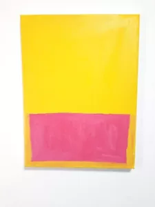 Pink on Yellow, Abstract Acrylic Painting - Picture 1 of 9