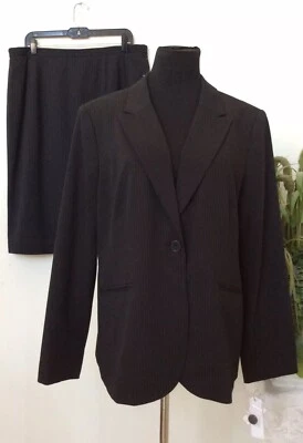 Nuevo con etiquetas Traje Falda Liz Claiborne/Dressbarn Para Mujer Desajustado Negro Rayas Talla 18/18W Foto 1 de 4