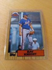 1987 Topps #488 RAY KNIGHT New York Mets Baseball Card, 3rd Baseman, Star. (NM)
