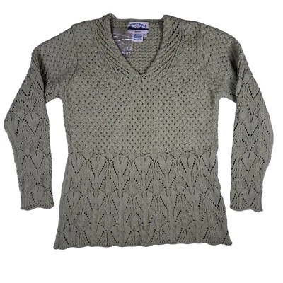 Aran Crafts Womens Sage Green Knit Tunic Sweater Size SMALL 100% Merino Wool NWT - Image 1 of 4