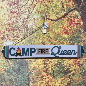 Ashland Camp Fire Queen 24” Wooden Hanging Sign Wall Decor Camping Summer New - Picture 1 of 4
