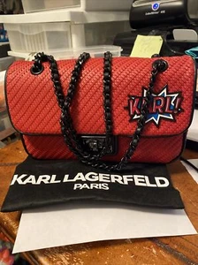 $248 Karl Lagerfeld Agyness Shoulder/crossbody Bag In Crimson Red Nwt - Picture 1 of 7