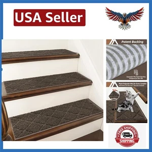Fluffy Non-Slip Stair Runner Mats - 28''x9'' Washable Rugs for Family Safety - Picture 1 of 11