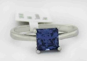 ANELLO SOLITARIO TANZANITE LAB AAA 0,73 Cts ORO BIANCO 10k - Nuovo con etichetta - Foto 1 di 5