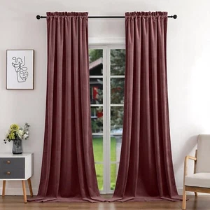 Luxurious Dusty Rose Velvet Curtains, Elegant Room Darkening Thermal Soundpro... - Picture 1 of 6
