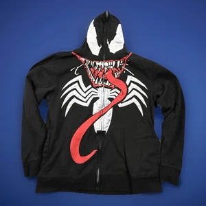 Marvel Black Venom Hoodie Zip Up Over The Face Size 2 XL - Picture 1 of 14