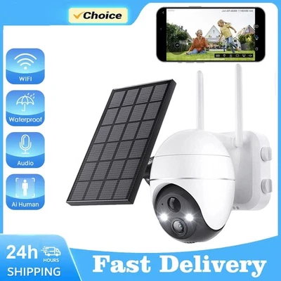 5MP Solar Kamera FUNK ÜBERWACHUNGSKAMERA Outdoor WLAN WIFI IP CAMERA Set AUßEN - Bild 1 von 4