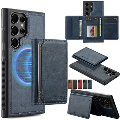 For Samsung S25 Ultra S24 Plus S24 Leather MagSafe Wallet Case Flip Stand Cover - Image 1 of 4