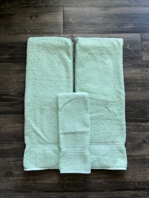 Nuevo lote de toallas de baño Martex Splendor verde menta de 2 y 1 toalla de mano hecha en EE. UU. Foto 1 de 4