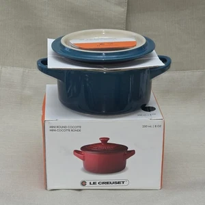 Le Creuset Stoneware Mini Round Cocotte 8 oz 10 cm - Deep Teal - Picture 1 of 2