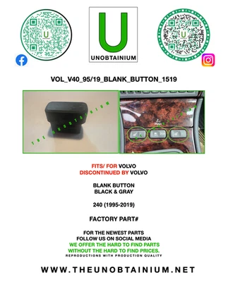 FITS/FOR VOLVO V40 BUTTON BLANK (BLACK OR GRAY) - Image 1 of 3