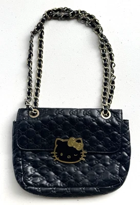 Rare Loungefly Hello Kitty Sanrio Black & Gold Crossbody Handbag Quilted Purse - Image 1 of 4