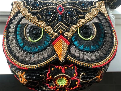 Mary Frances Night Owl Hoot Crossbody Beaded Bag Handbag NEW With Tags - Image 1 of 4