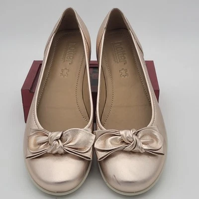 ZAPATOS SIN CORDONES HOTTER COMFORT CONCEPT CUERO ORO ROSA JOYA EE. UU. MUJER TALLA 8  Foto 1 de 4