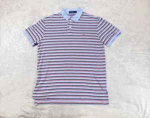 Polo Ralph Lauren Shirt Pima Soft Touch L Blue Striped Preppy Pony Golf Stretch - Picture 1 of 5
