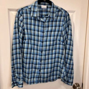 Columbia Women's Blue Plaid Button-Down Shirt Casual Outdoor Wear XS - Imagen 1 de 4