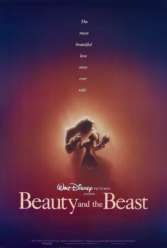 1991 Disney Beauty And The Beast Movie Poster 11X17 Belle Be Our Guest 🌹🍿