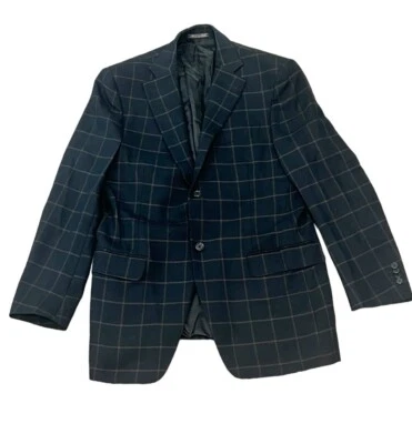 TRUSSINI LINEA NUOVA BLACK WINDOWPANE CHECK SPORT COAT JACKET BLAZER 52 44 CHEST - Image 1 of 4